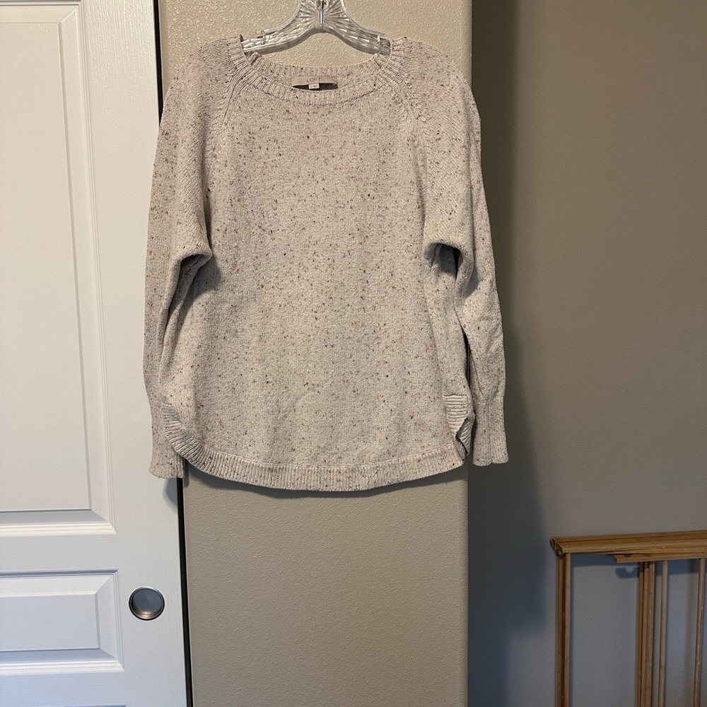 LOFT Multicolor Speckled Crew Neck Sweater